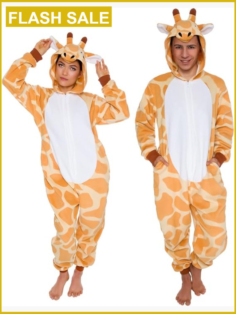 Slim Fit Adult Onesie - Plush Animal Costume, One Piece Pajama With Hood